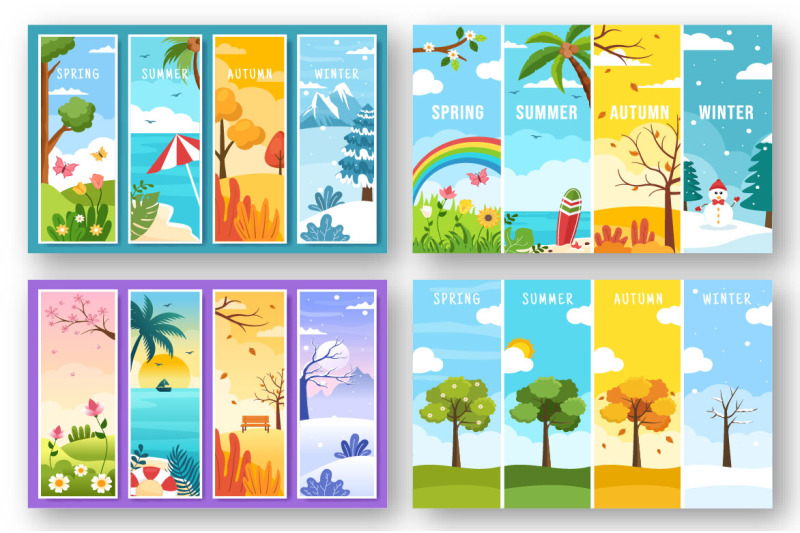 14-scenery-of-the-four-seasons-of-nature-illustration