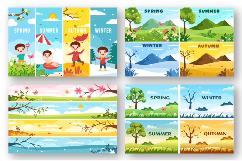 14-scenery-of-the-four-seasons-of-nature-illustration