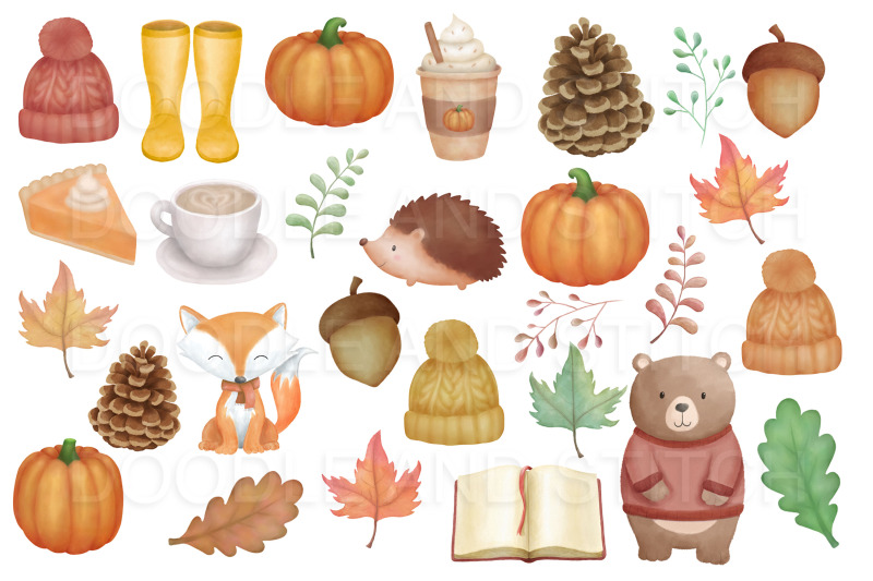 fall-autumn-watercolor-clipart-illustrations