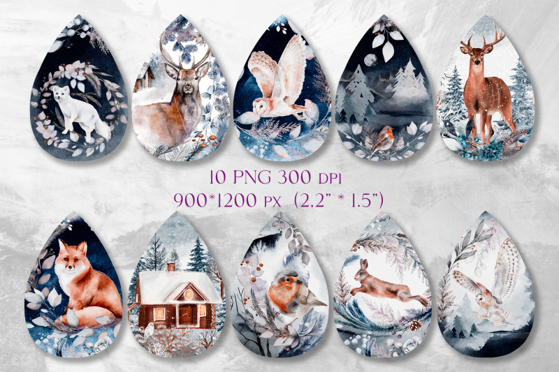 winter-earrings-design-teardrop-earring-sublimation-bundle