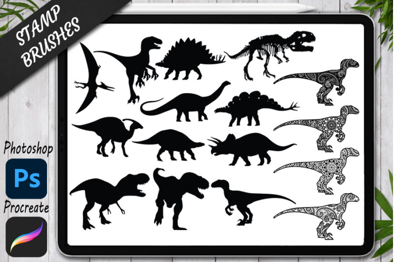 dinosaur-stamps-brushes-for-procreate-and-photoshop