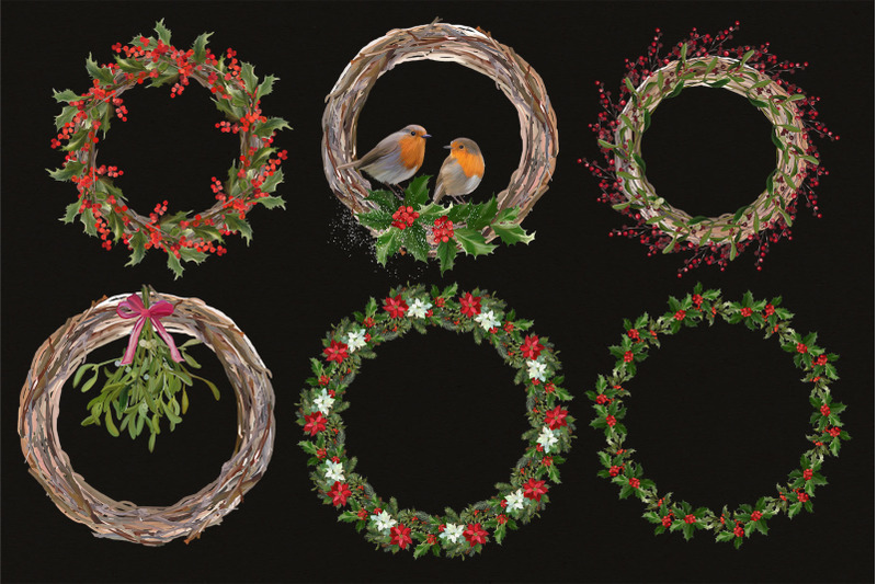 christmas-holiday-wreaths-png-poinsettia-flowers-frames