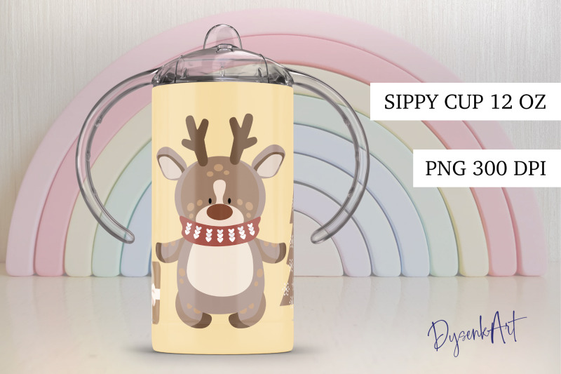 sippy-cup-sublimation-christmas-reindeer