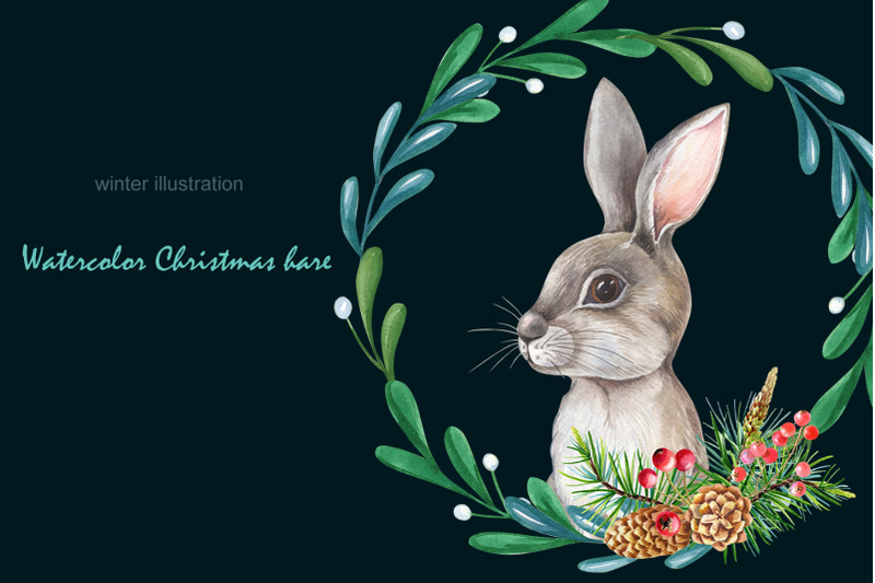 watercolor-christmas-hare