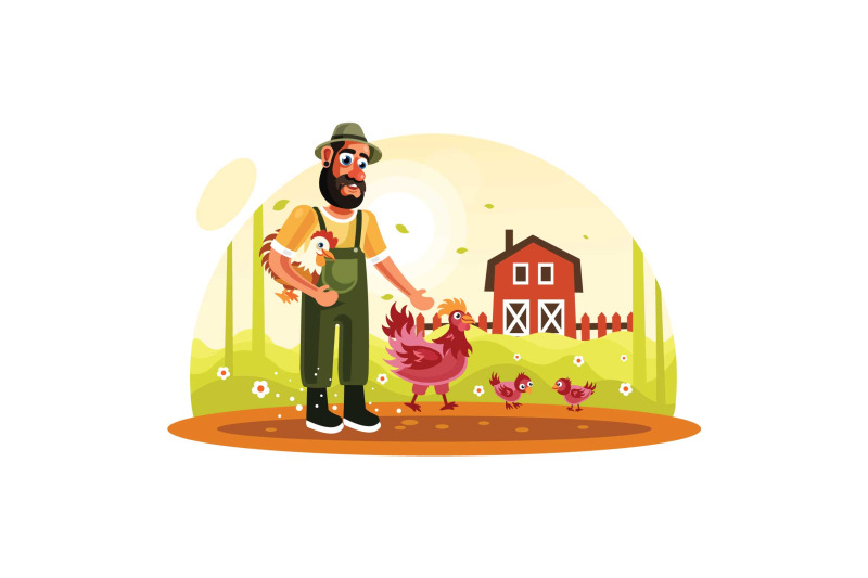 farmer-and-chickens-in-farm