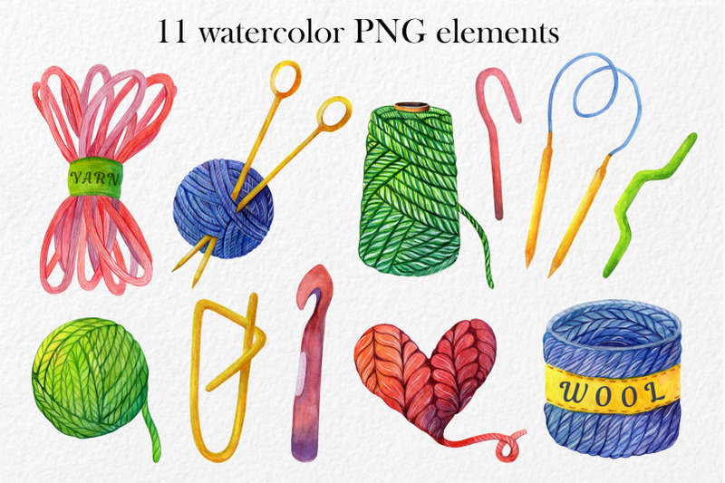 watercolor-knitting-and-crochet-clipart-needlework-png
