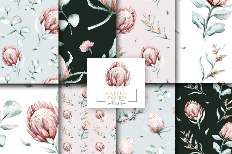 watercolor-blossom-flower-protea-amp-tropical-floral-palm-digital-pattern