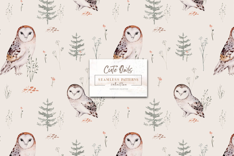 watercolor-scandinavian-forest-baby-owl-animals-seamless-pattern