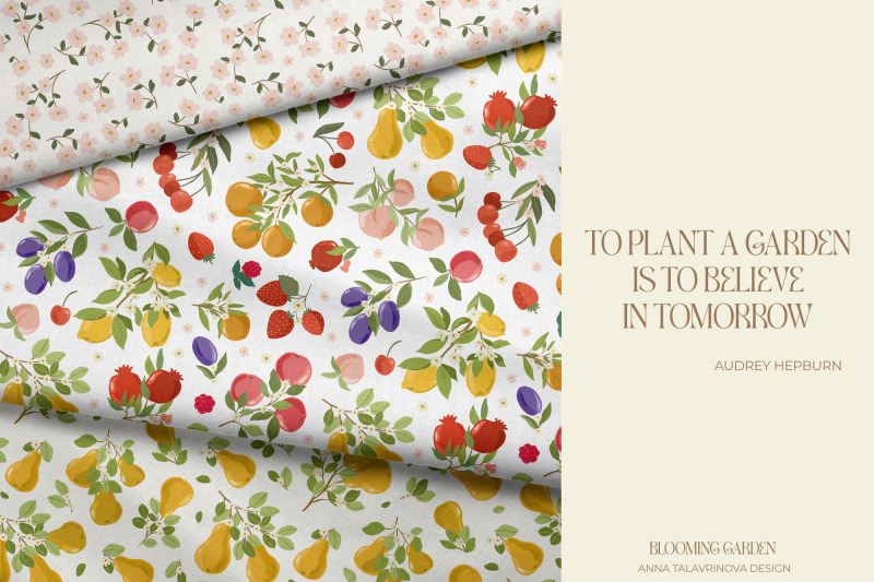 blooming-garden-clipart-and-seamless-pattern
