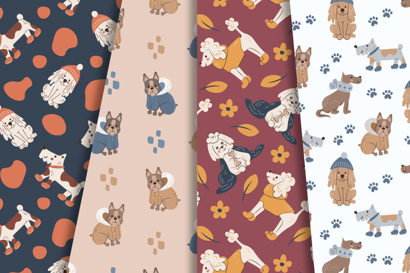 cozy-dogs-digital-papers-seamless-patterns-set