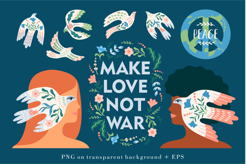 make-love-not-war-vector-clipart