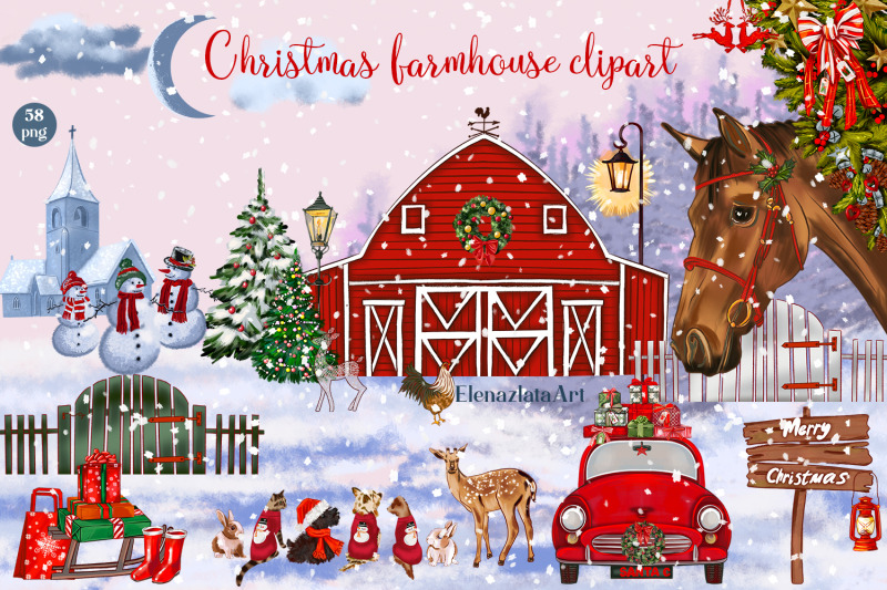 christmas-farmhouse-clipart-collection