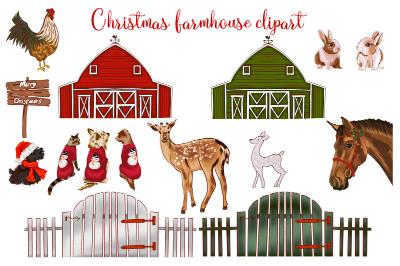 christmas-farmhouse-clipart-collection