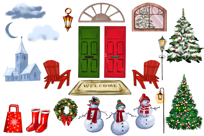 christmas-farmhouse-clipart-collection