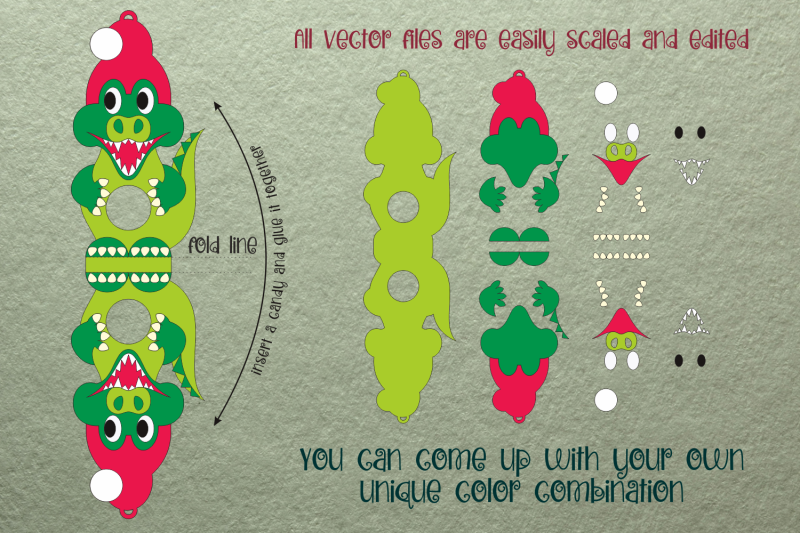 crocodile-christmas-ornament-candy-holder-template