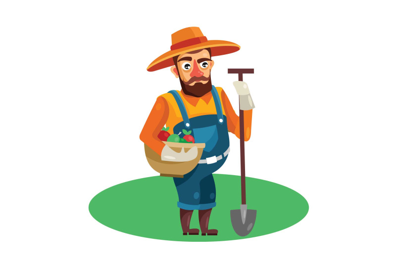 farmer-in-field-vector-illustration