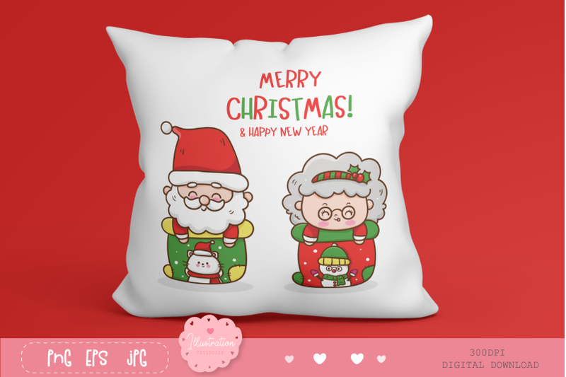 cute-santa-and-mrs-claus-christmas-character-kawaii-clipart