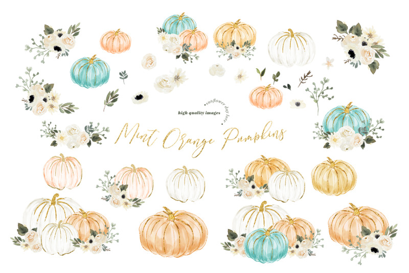 mint-blue-orange-amp-white-cream-flowers-pumpkin-clipart