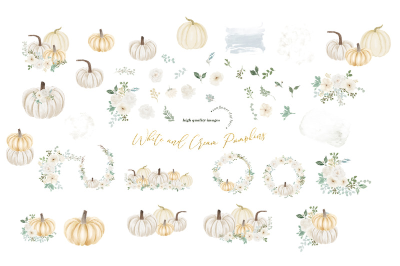 elegant-creamy-white-pumpkin-clipart-white-flowers-gold-pumpkin
