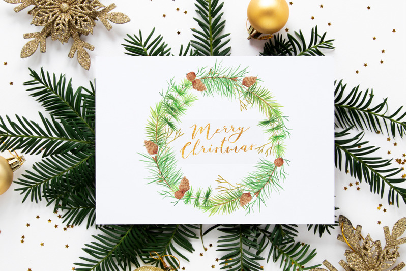 watercolor-forest-pine-wreaths-clipart