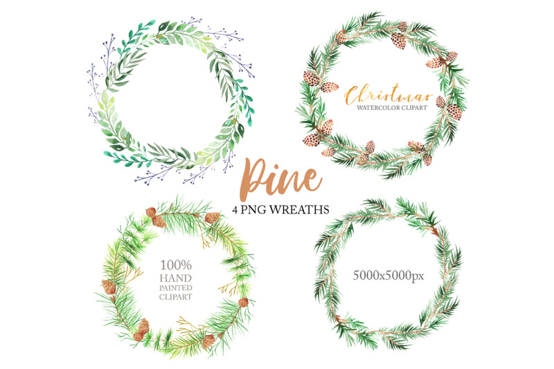 watercolor-forest-pine-wreaths-clipart