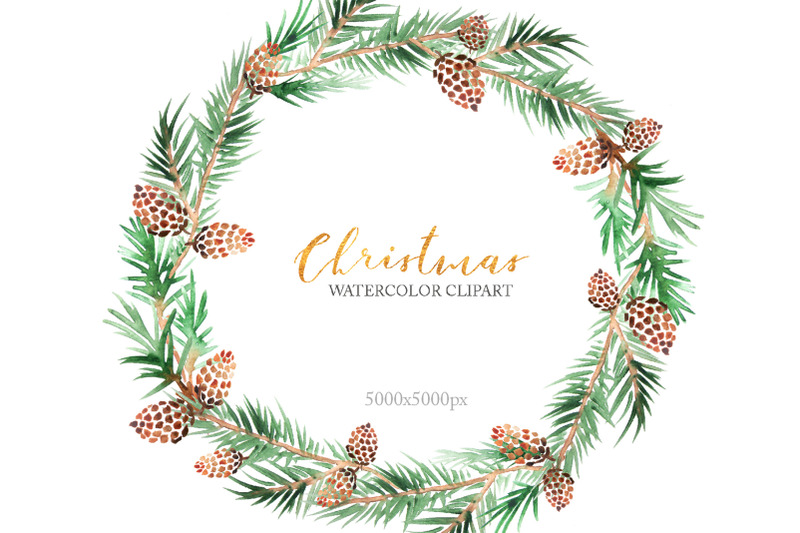 watercolor-forest-pine-wreaths-clipart