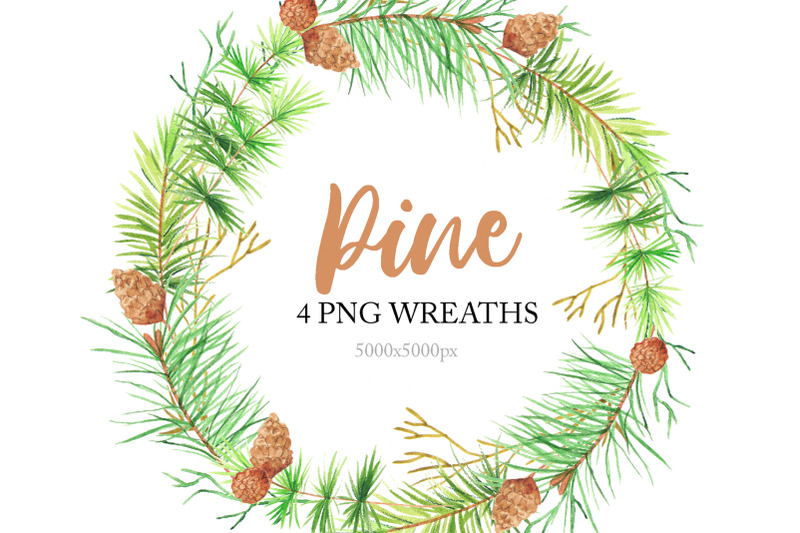 watercolor-forest-pine-wreaths-clipart