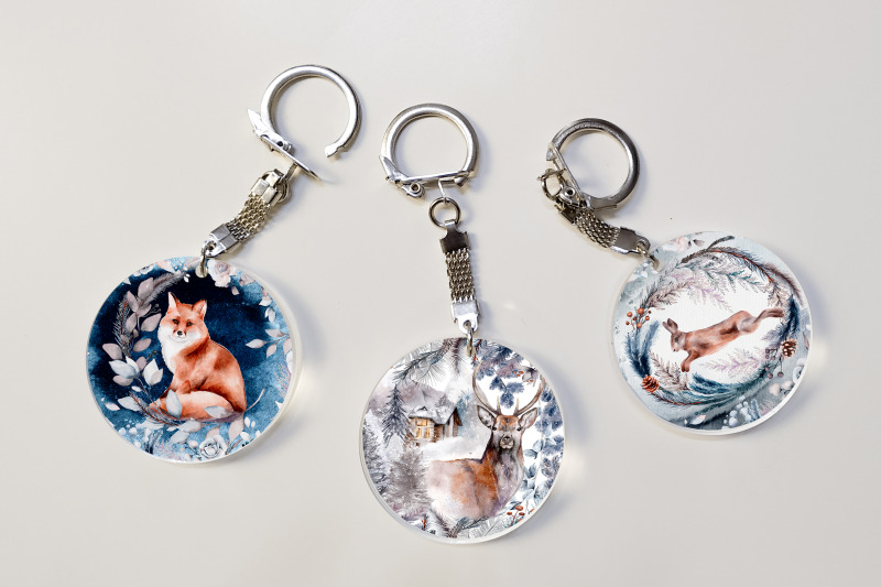 winter-forest-animal-keychain-sublimation-keychain-bundle