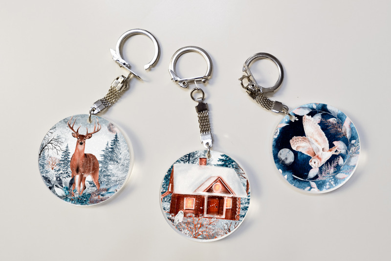 winter-forest-animal-keychain-sublimation-keychain-bundle