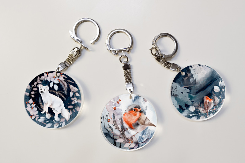 winter-forest-animal-keychain-sublimation-keychain-bundle