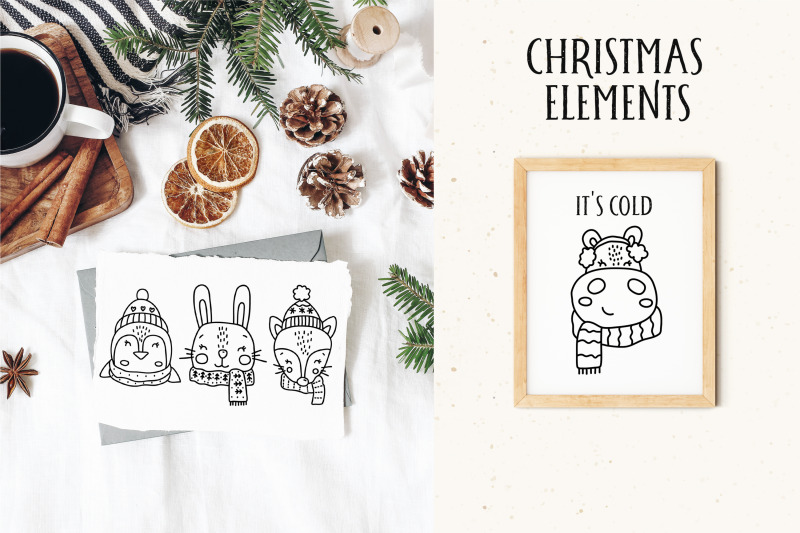 winter-line-animals-clipart-christmas-animals-clipart