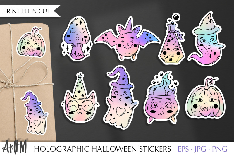 holographic-stickers-png-cute-halloween-sticker-bundle
