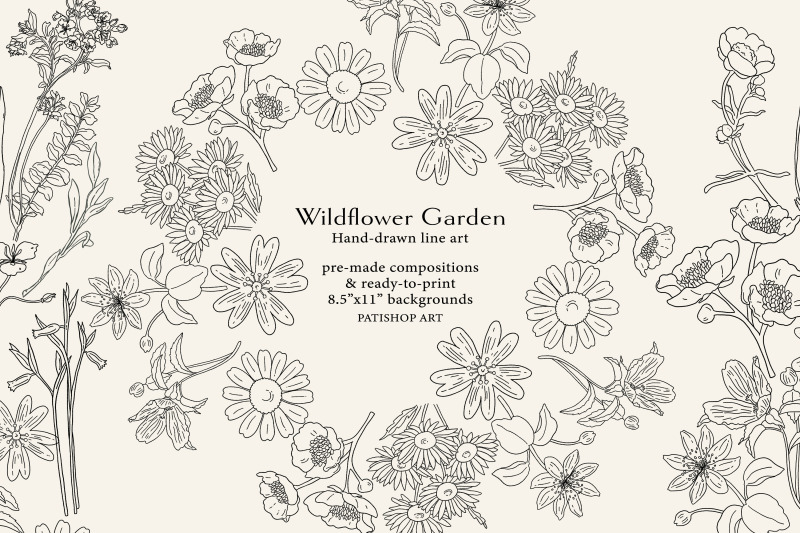 line-art-wildflower-clipart-collection-sketched-botanicals