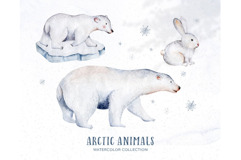 watercolor-polar-bear-clipart-set-bears-hare-ice-glacier-elements