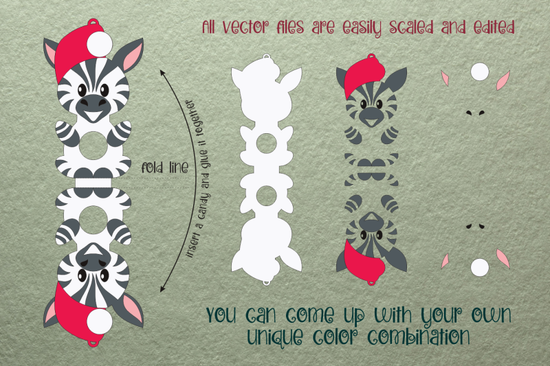 zebra-christmas-ornament-candy-holder-template