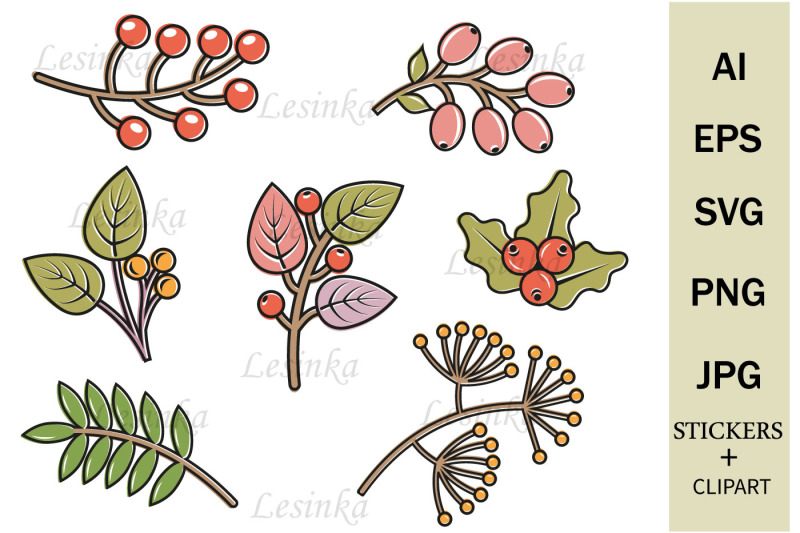 autumn-leaves-and-berries-clipart-and-stickers