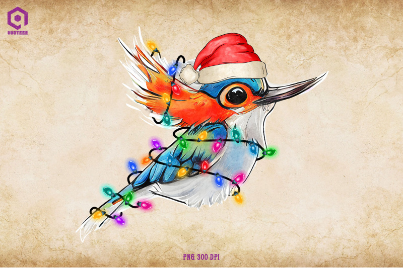 Kingfisher Christmas Tree Lights By ChippoaDesign TheHungryJPEG