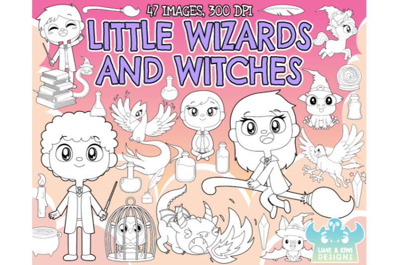 little-wizards-and-witches-digital-stamps