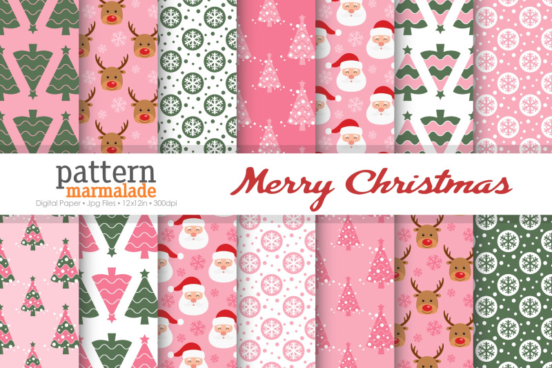 pink-and-green-nbsp-christmas-digital-paper-bv090d