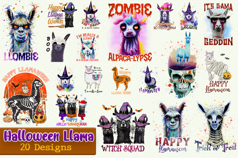halloween-llama-png-bundle