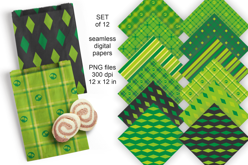 seamless-halloween-digital-papers-in-green