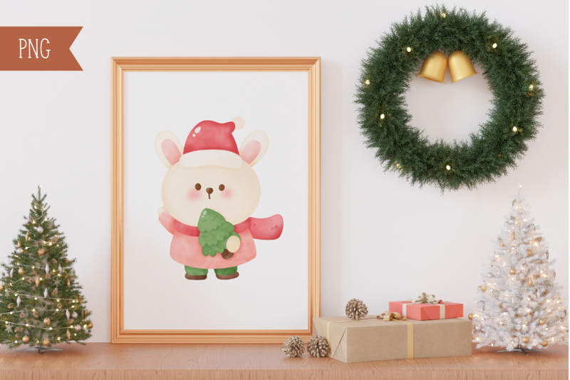 christmas-animal-christmas-watercolor-kawaii-clipart-santa