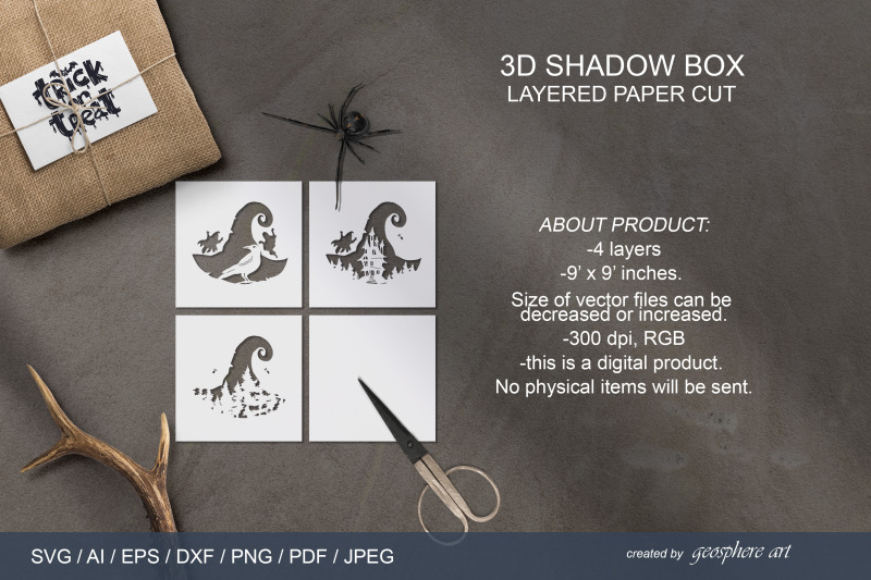 halloween-witch-hat-with-raven-3d-layered-papercut-svg