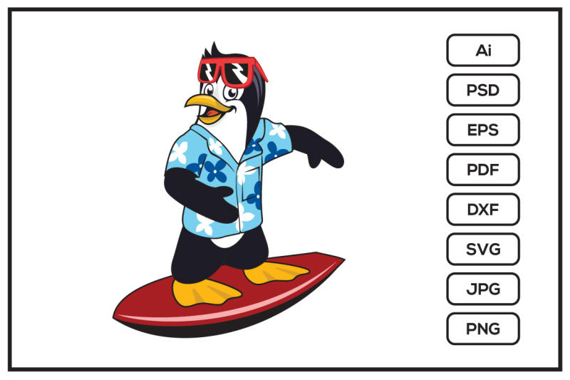 penguin-cartoon-character-on-the-beach-design-illustration