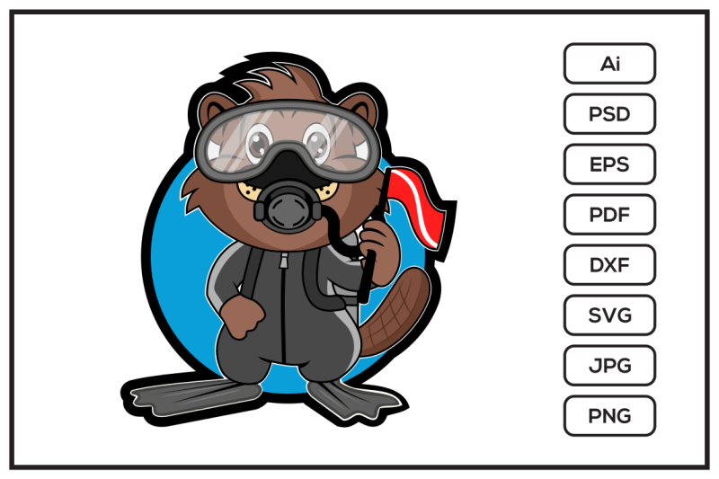 beaver-diver-cartoon-design-illustration