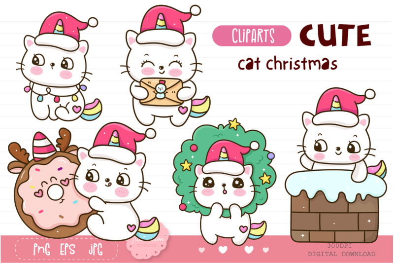 cat-unicorn-clipart-cat-christmas-christmas-kittens-kawaii-clipart