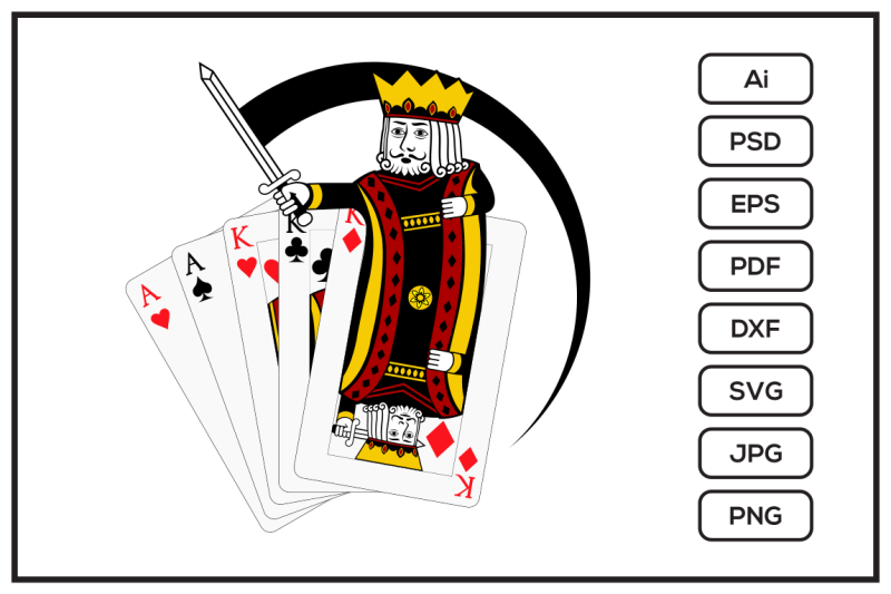 king-fullhouse-card-suit-diamond-design-illustration
