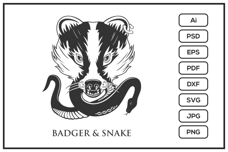 badger-and-snake-tatto-design-illustration