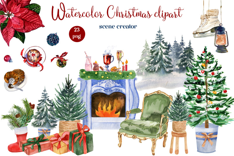 watercolor-christmas-clipart-scene-creator