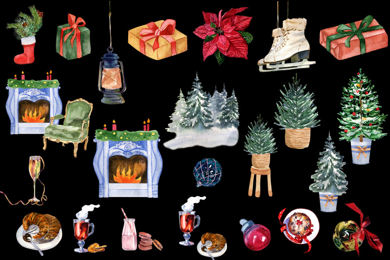 watercolor-christmas-clipart-scene-creator